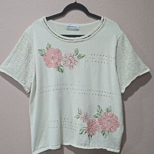 Floral Embroidered Cream Top
